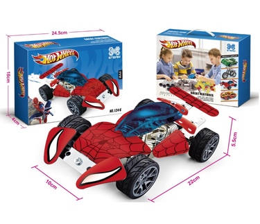 166Pcs Hot Wheel DIY Spider-Man Tech Bricks Car